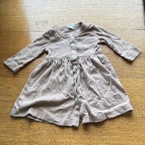 Kate Quinn Pointelle Brown Button-Up Baby Dress, 3-6m